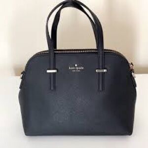 Kate Spade Black Leather Satchel with Attachable Shoulder Strap